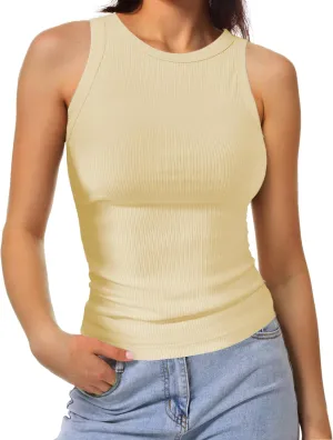 AURUZA Tank Tops for Women, Racerback Ribbed Tank Top, Women Slim Knit Basic Summer Tops Going Out Tops Long Sleeveless Shirt