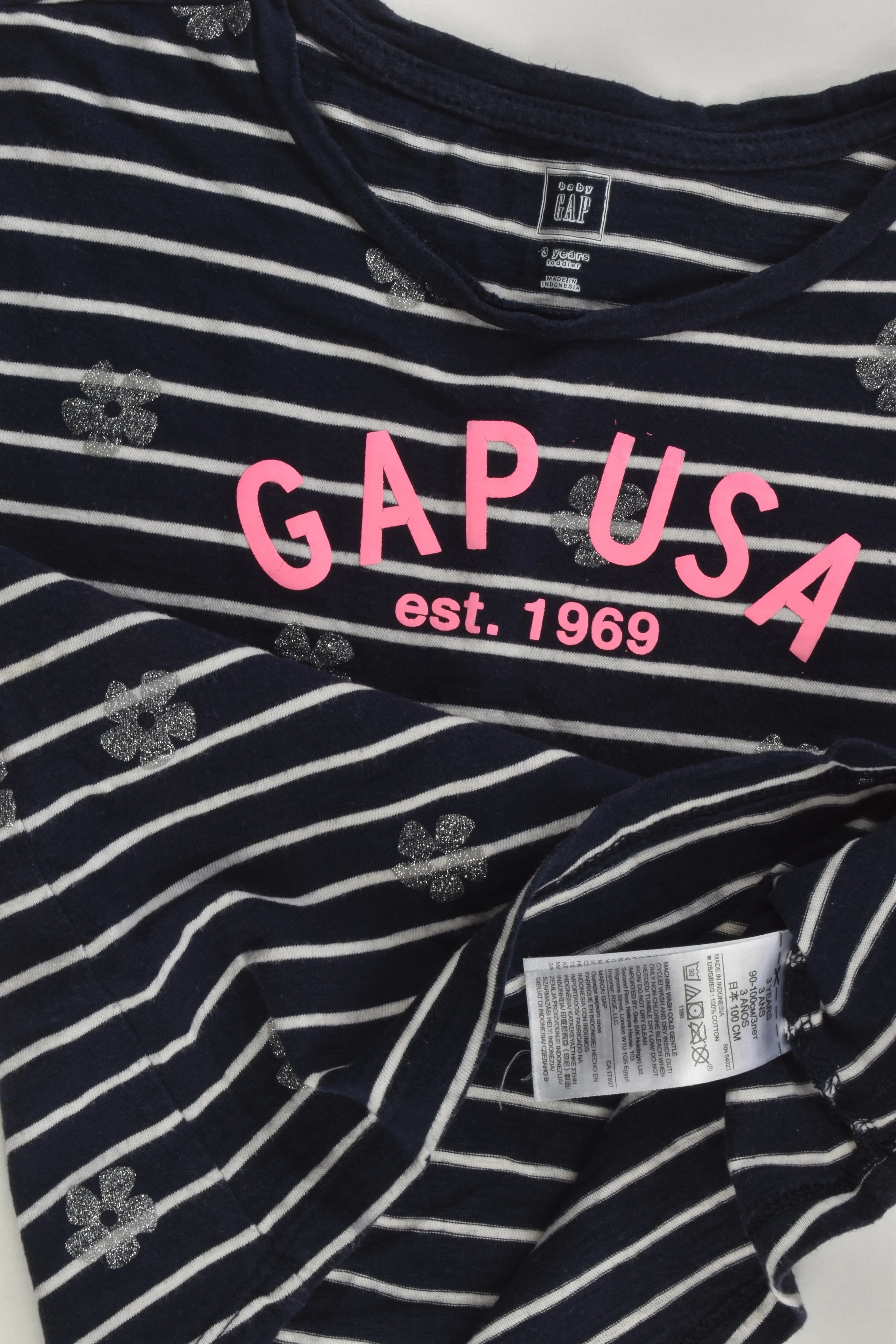 Baby Gap Size 3 Striped 'GAP USA' T-shirt