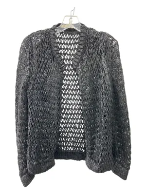 Balenciaga Size 36 Black Cotton Open Front Knit Cardigan
