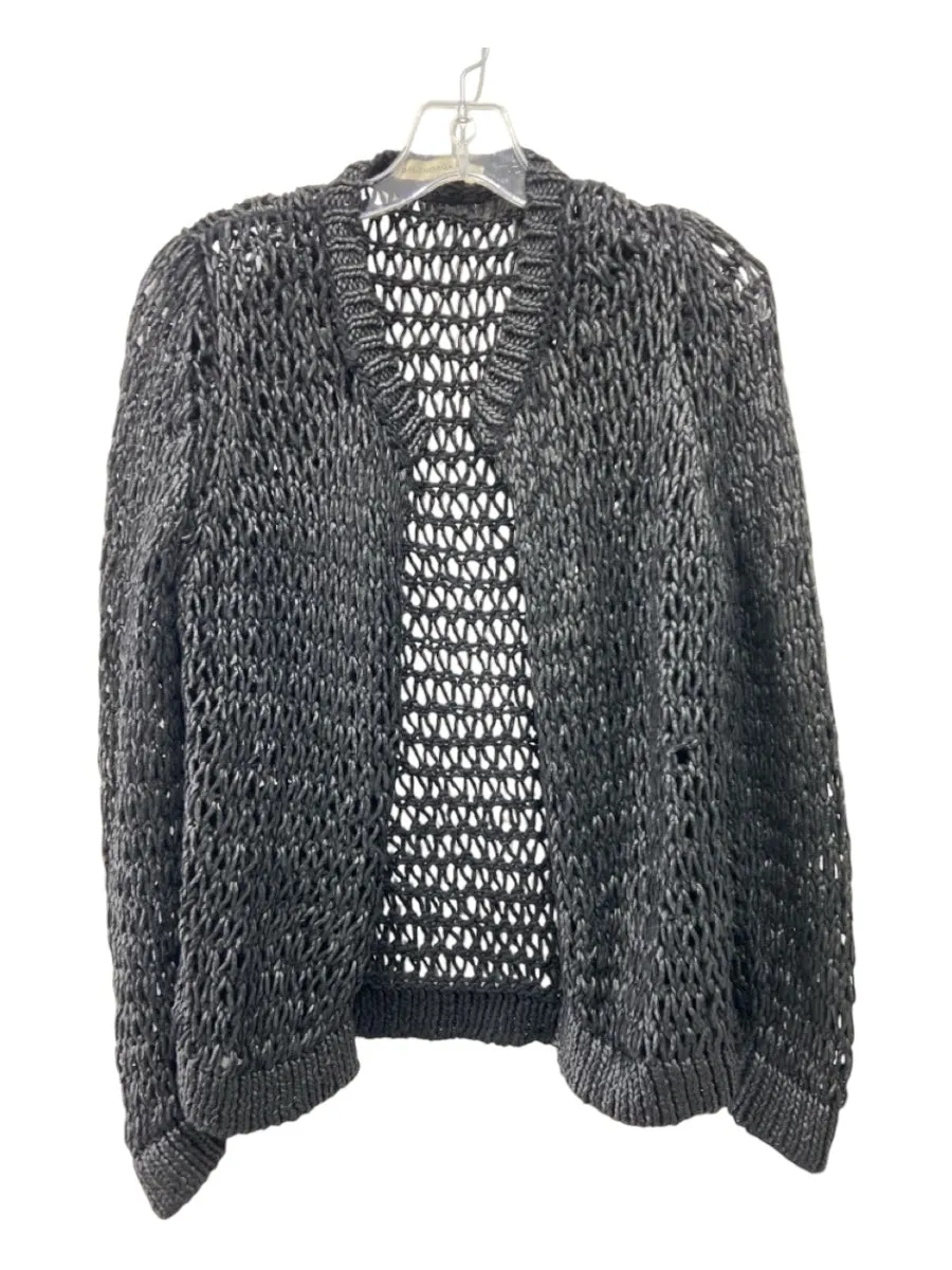 Balenciaga Size 36 Black Cotton Open Front Knit Cardigan