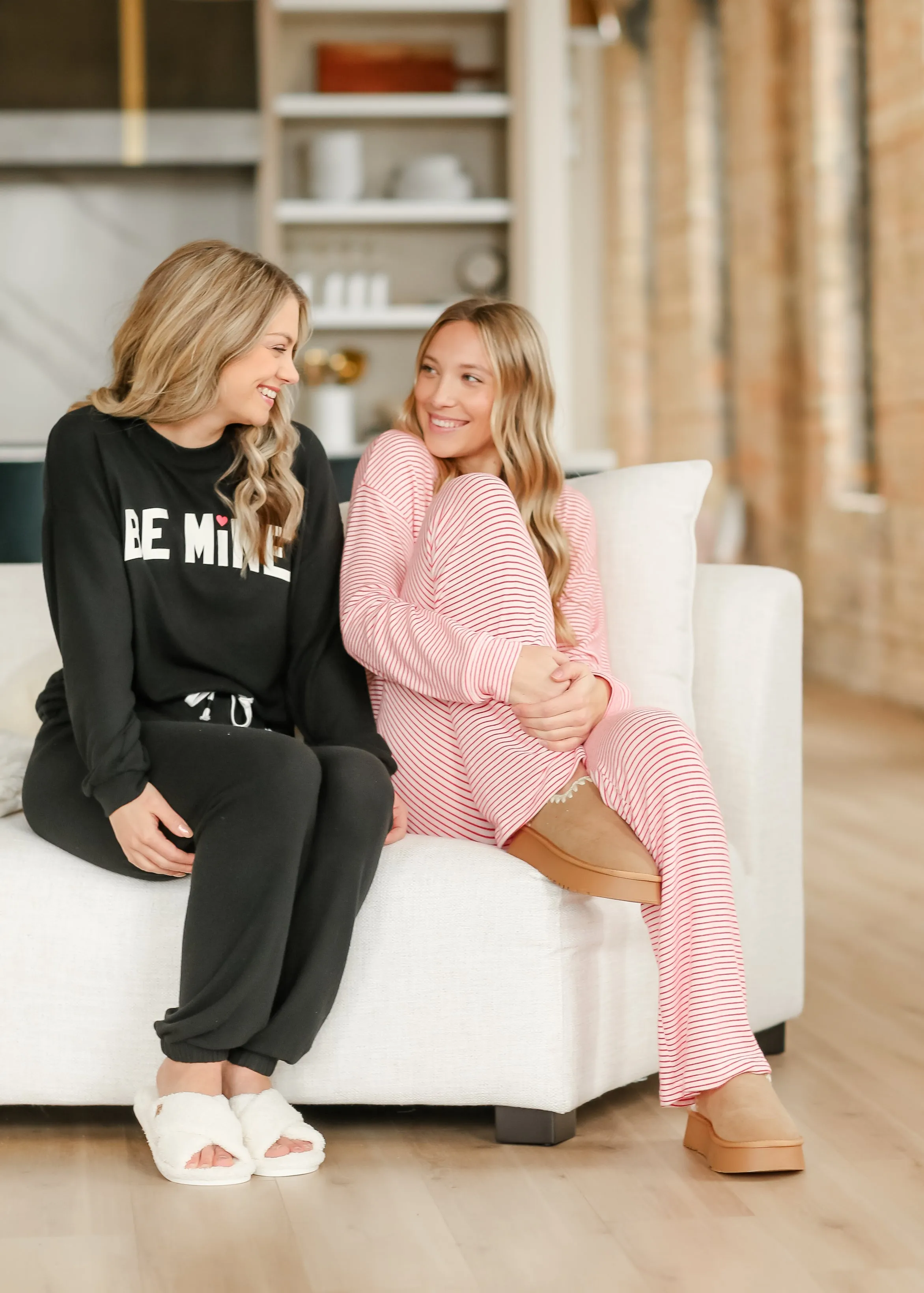 Bisous Stripe Long Sleeve Soft Lounge Top