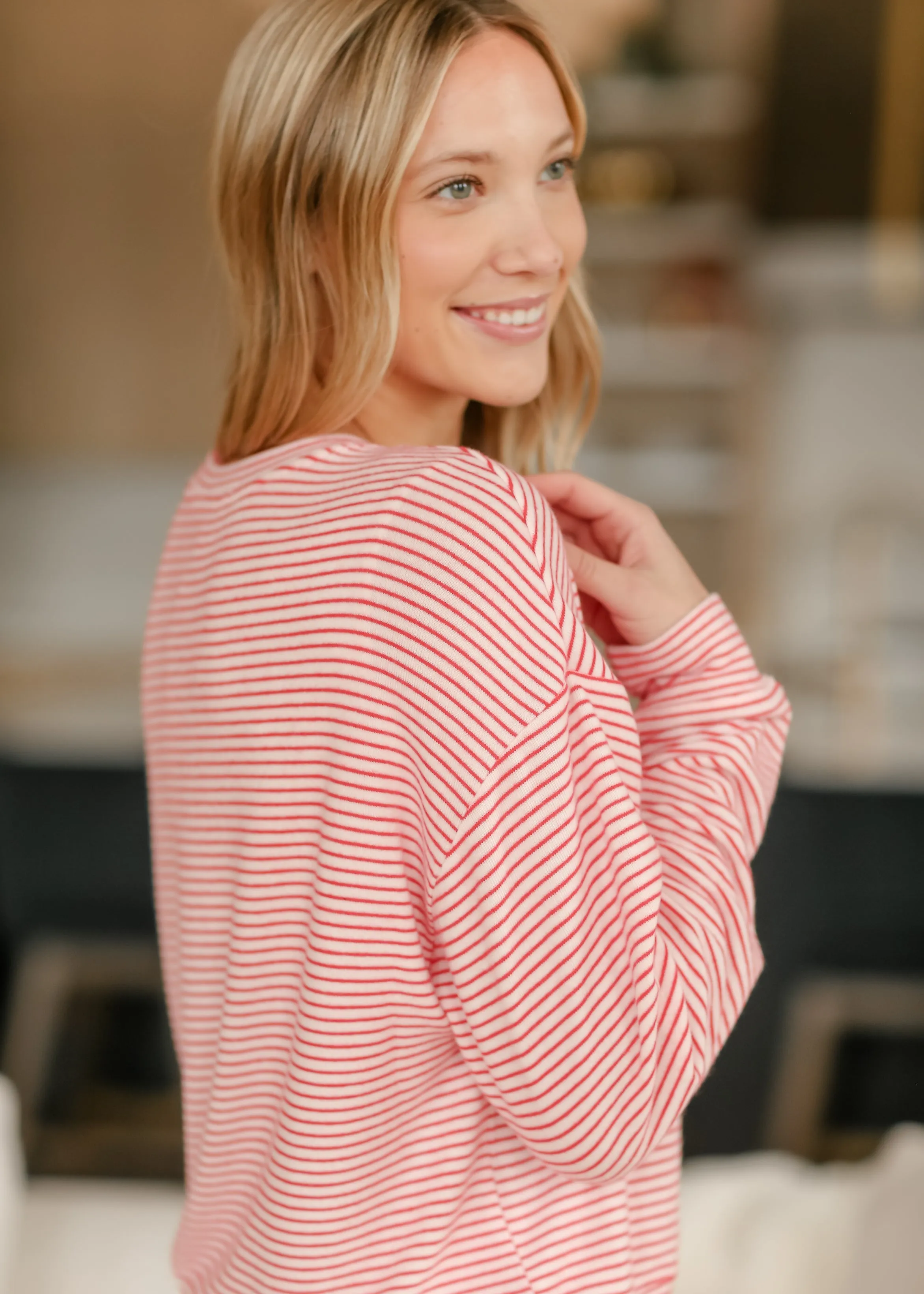 Bisous Stripe Long Sleeve Soft Lounge Top