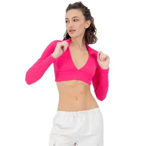 BLUSA CROP MANGA LARGA ESCOTE ABIERTO PARA MUJER FOREVER 21