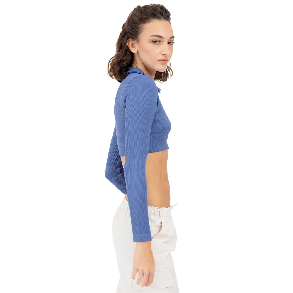 BLUSA CROP MANGA LARGA ESCOTE ABIERTO PARA MUJER FOREVER 21