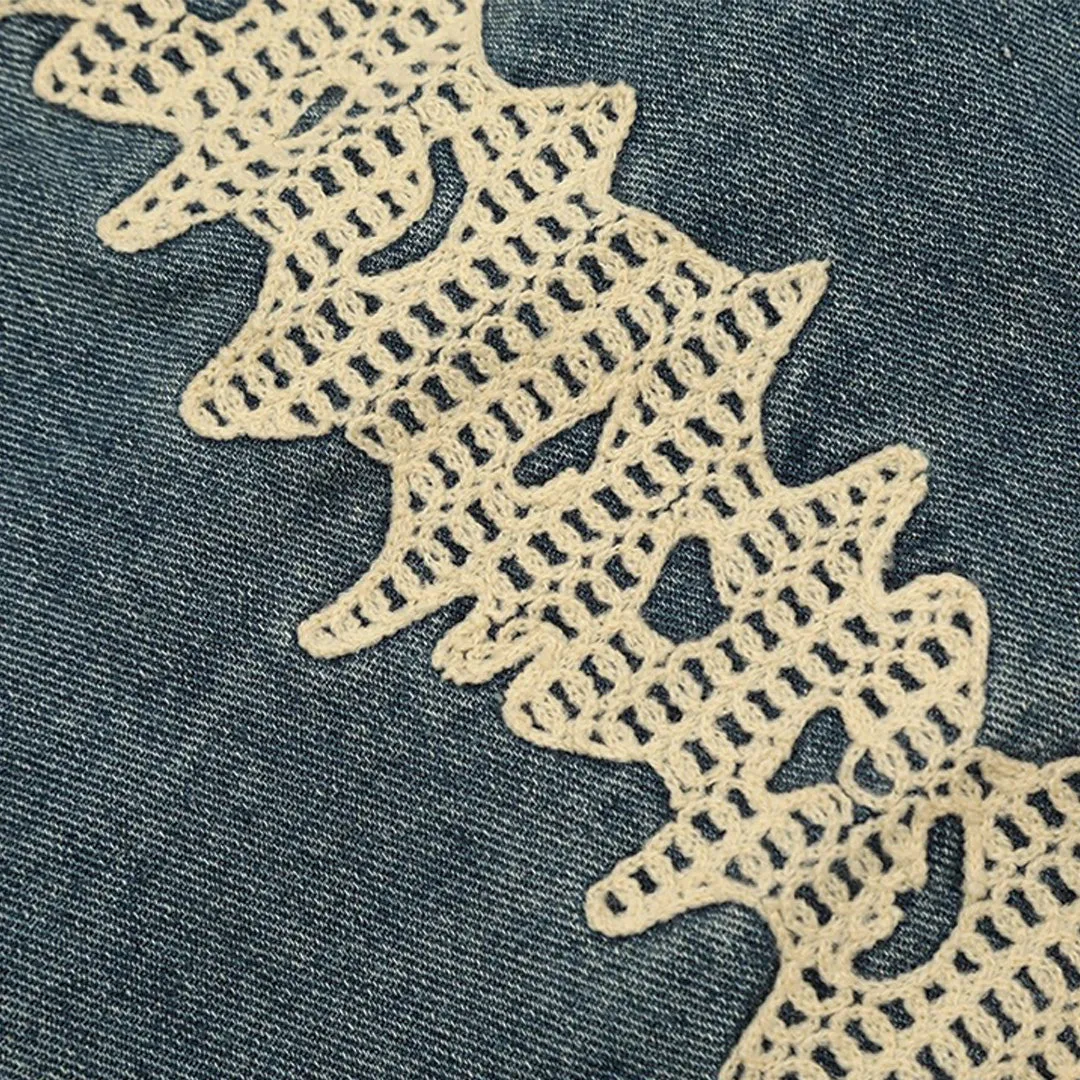 Bones Embroidered Denim Jacket