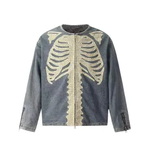Bones Embroidered Denim Jacket