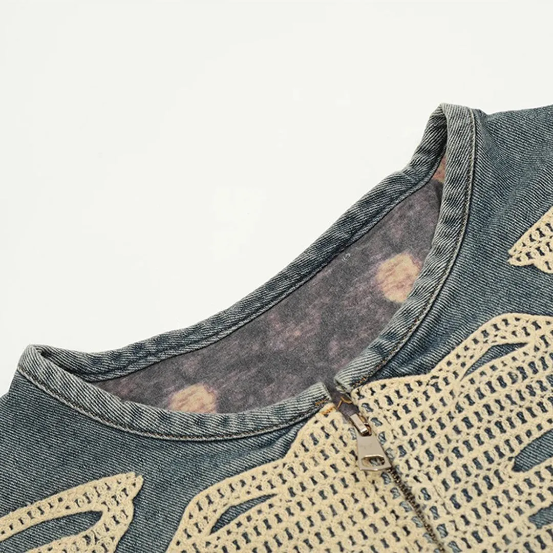 Bones Embroidered Denim Jacket