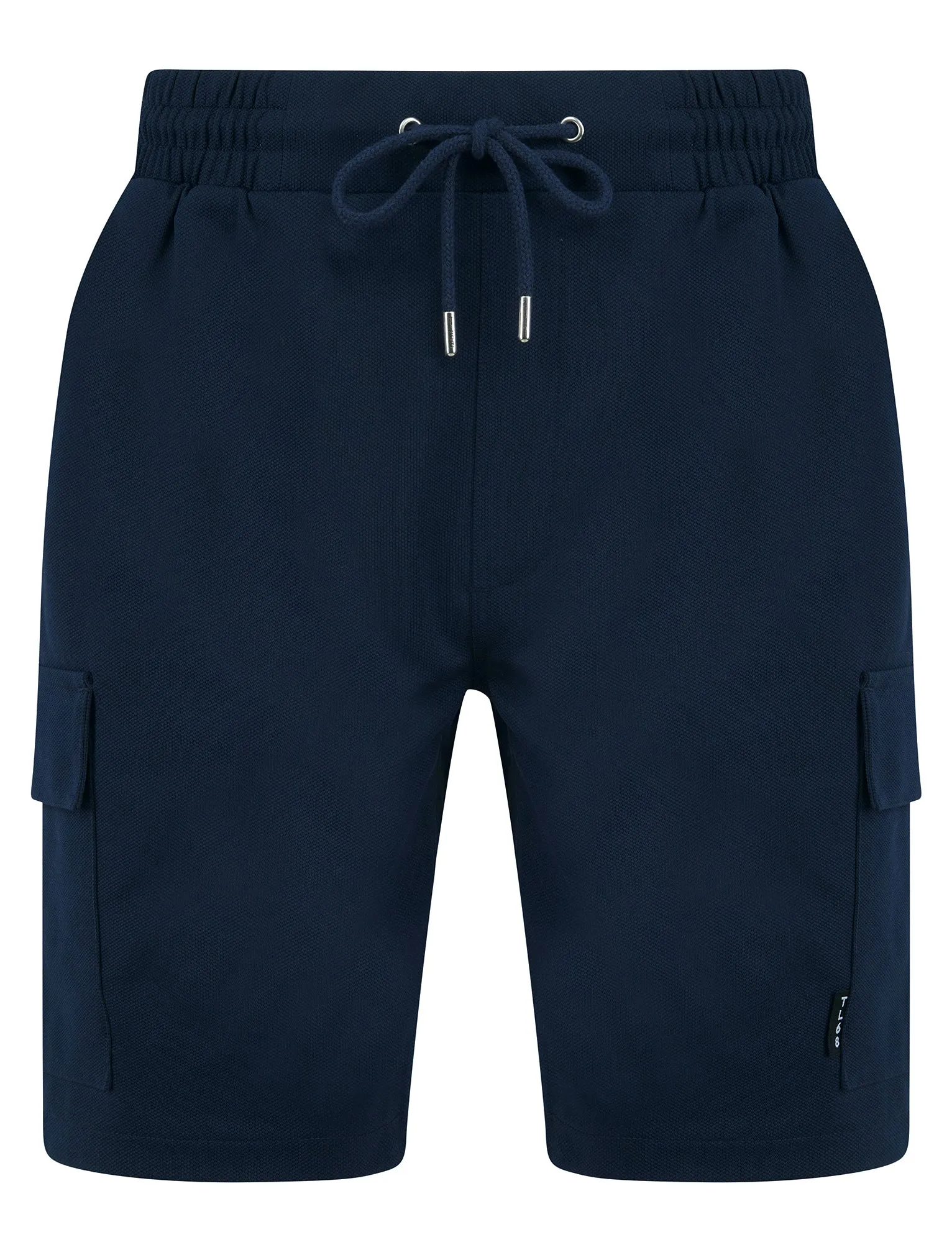 Brent Multi-Pocket Stretch Fabric Jogger Cargo Shorts in Peacoat Blue - Tokyo Laundry