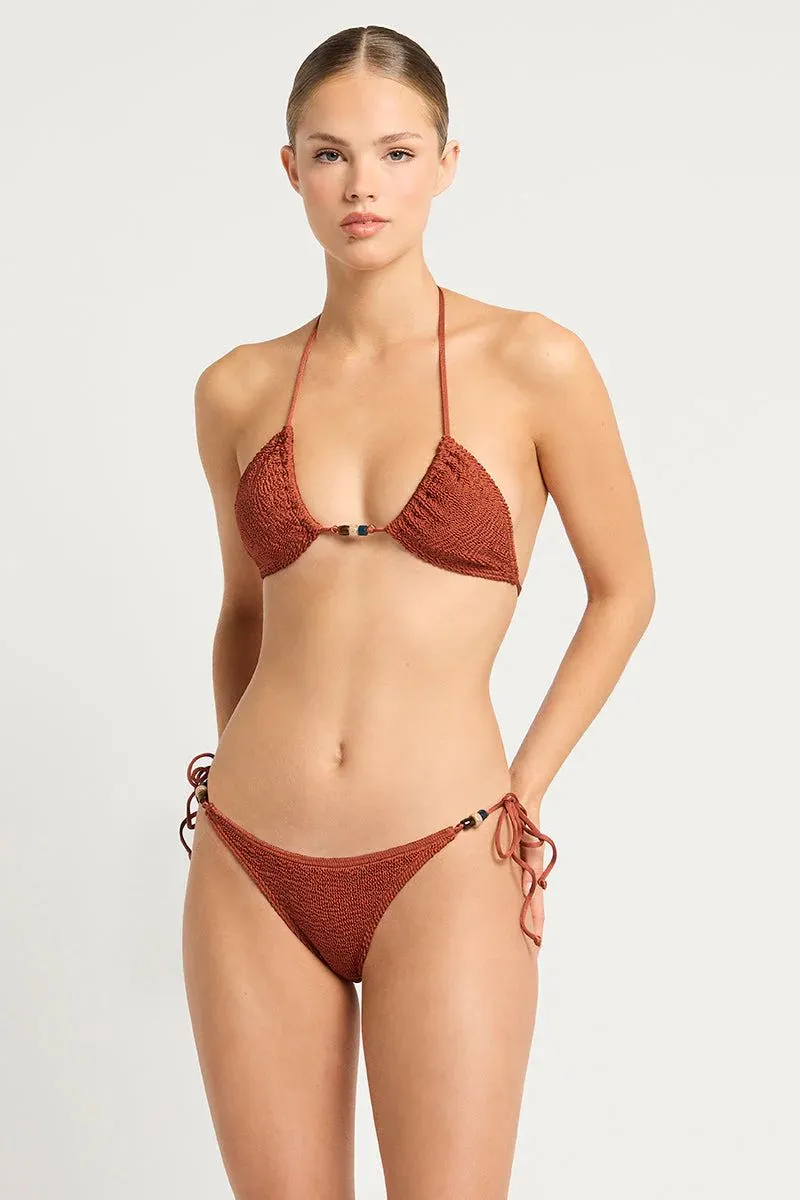 Bronze Shimmer Beaded Ingrid Tri Top