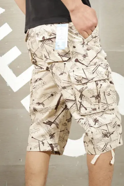 Camouflage Long Length Multi Pocket Military Cargo Shorts