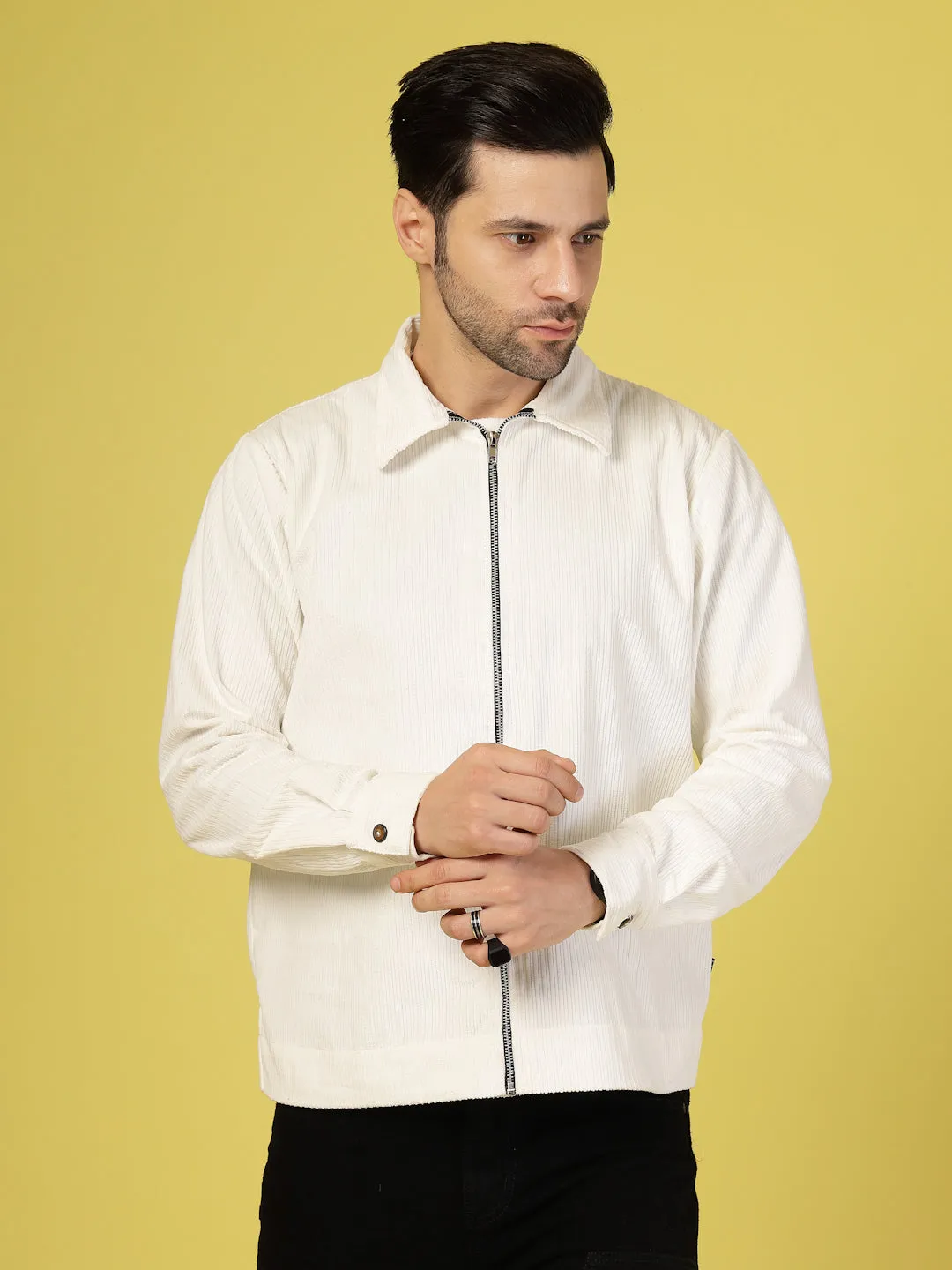 Corduroy Textured Zipper Jacket