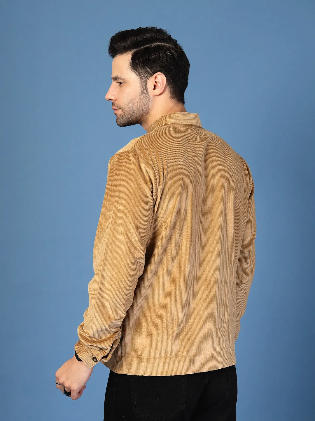 Corduroy Textured Zipper Jacket