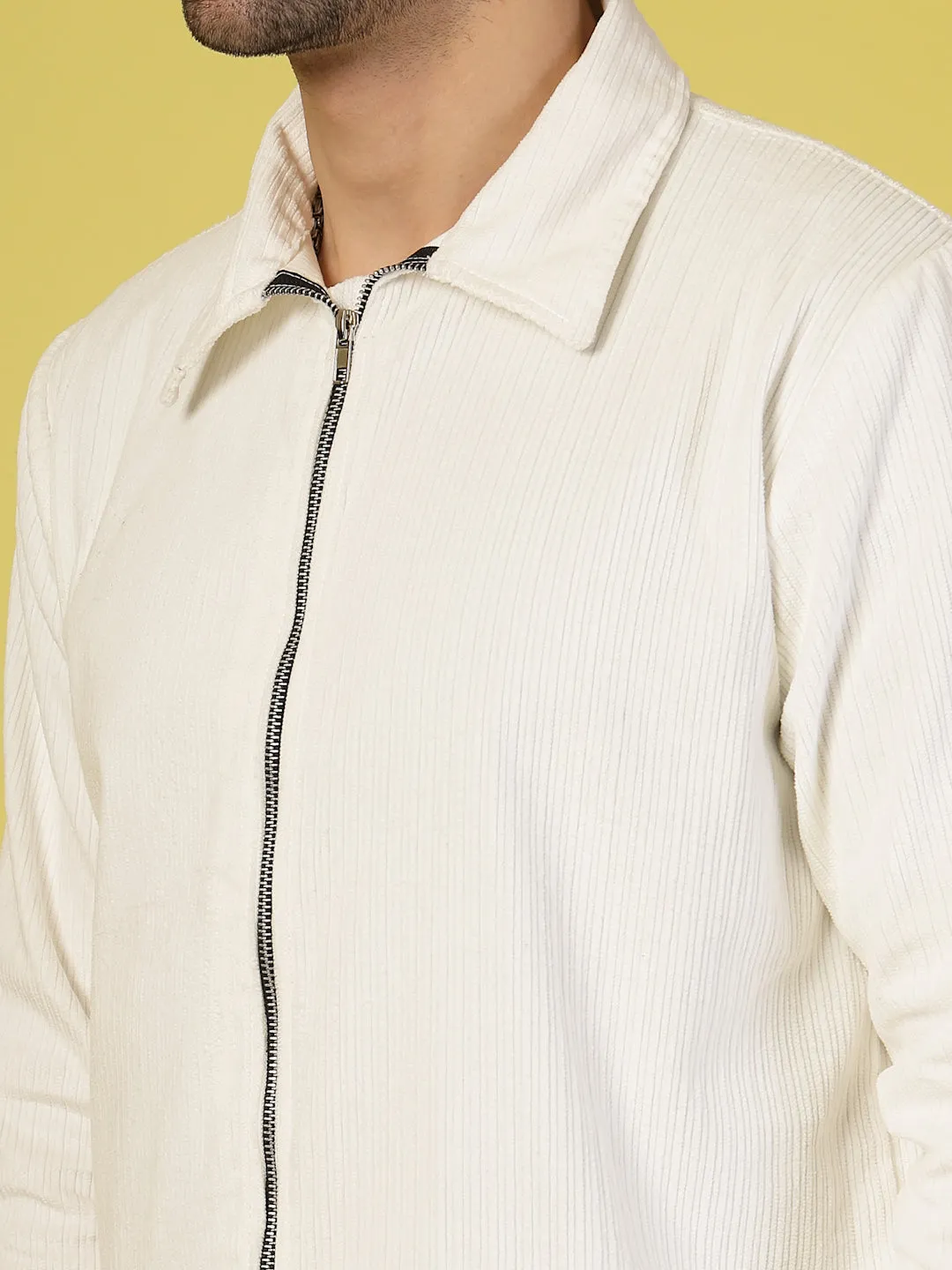 Corduroy Textured Zipper Jacket