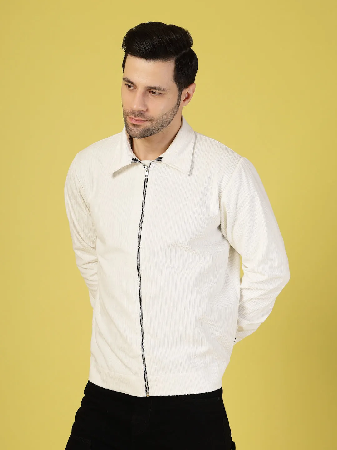 Corduroy Textured Zipper Jacket