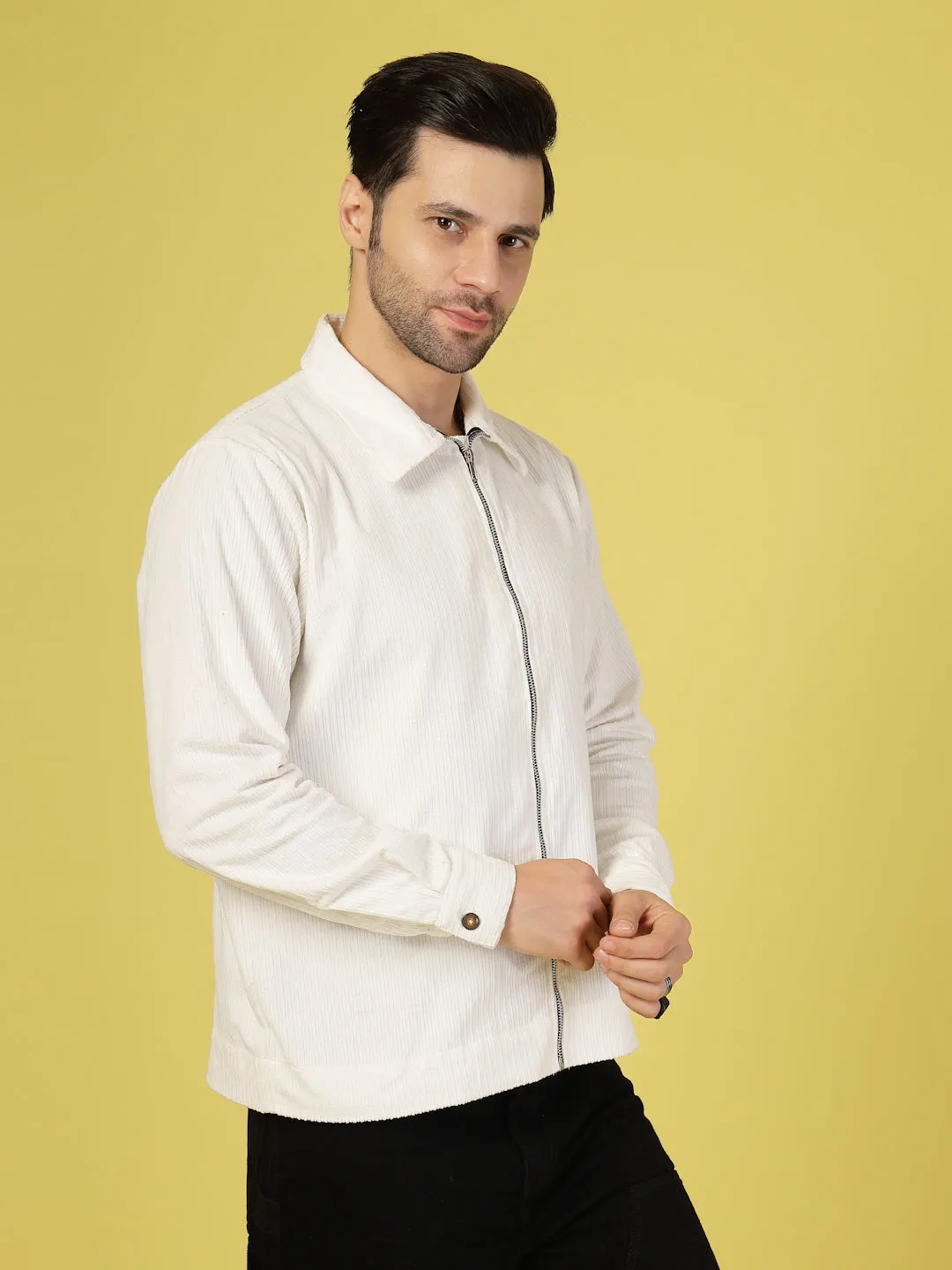 Corduroy Textured Zipper Jacket