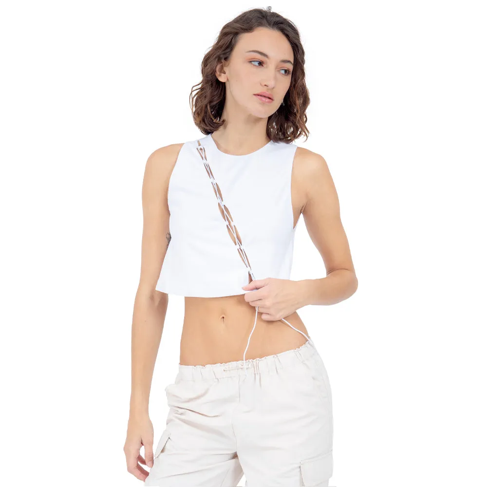 CROP TOP CON ABERTURA FRONTAL EN DIAGONAL PARA MUJER FOREVER 21