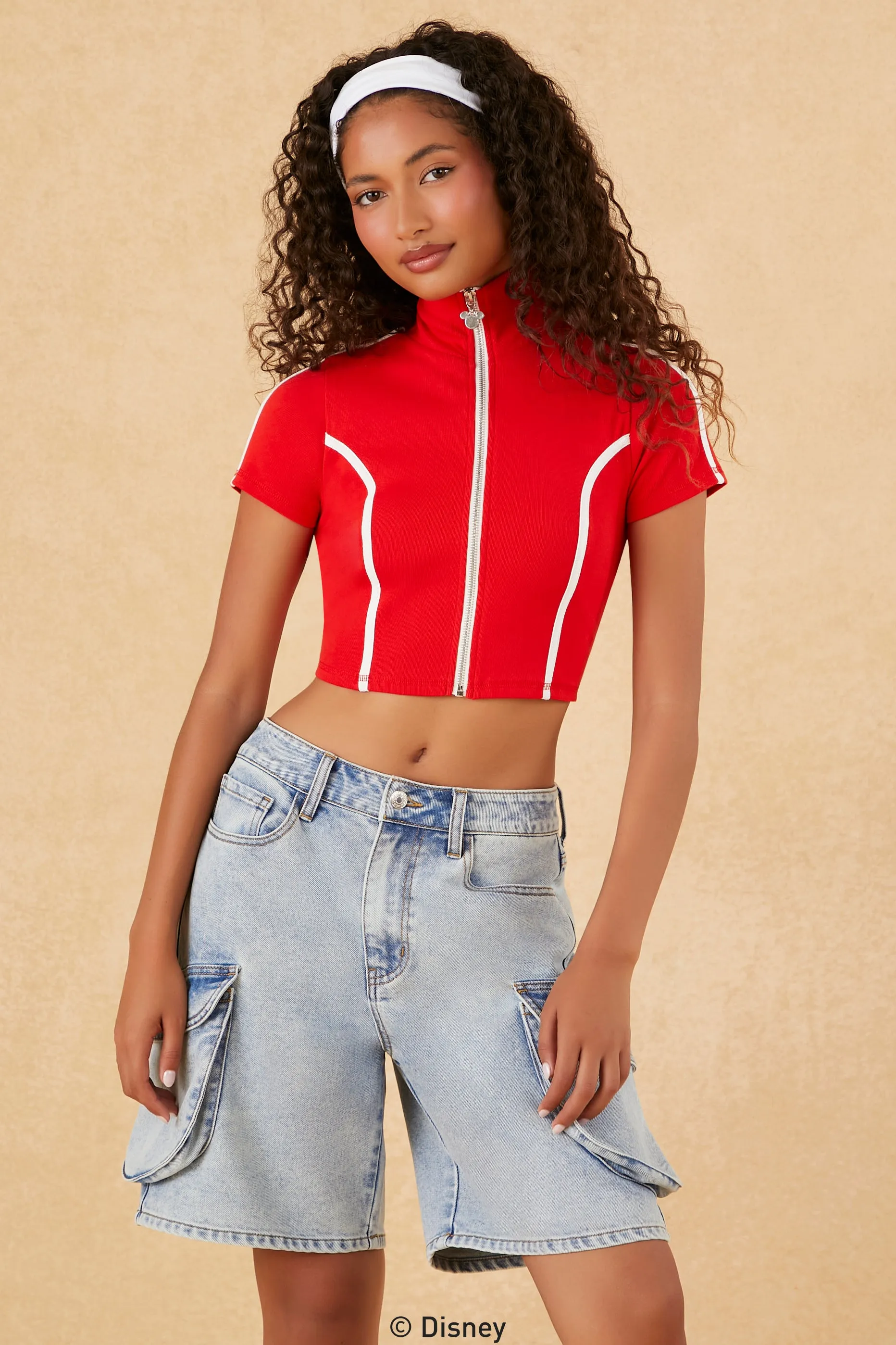 Disney Minnie Mouse Zip-Up Crop Top