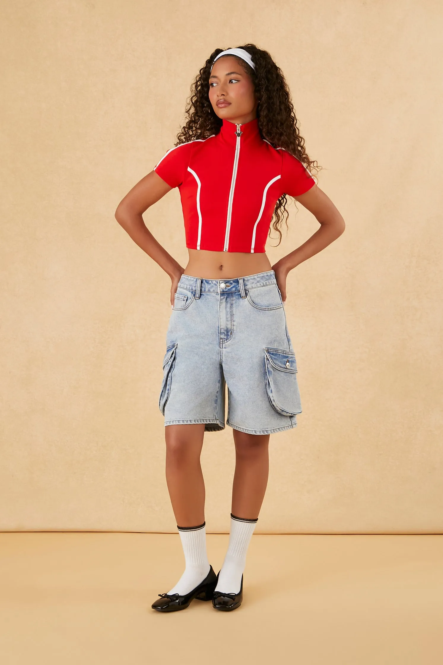 Disney Minnie Mouse Zip-Up Crop Top