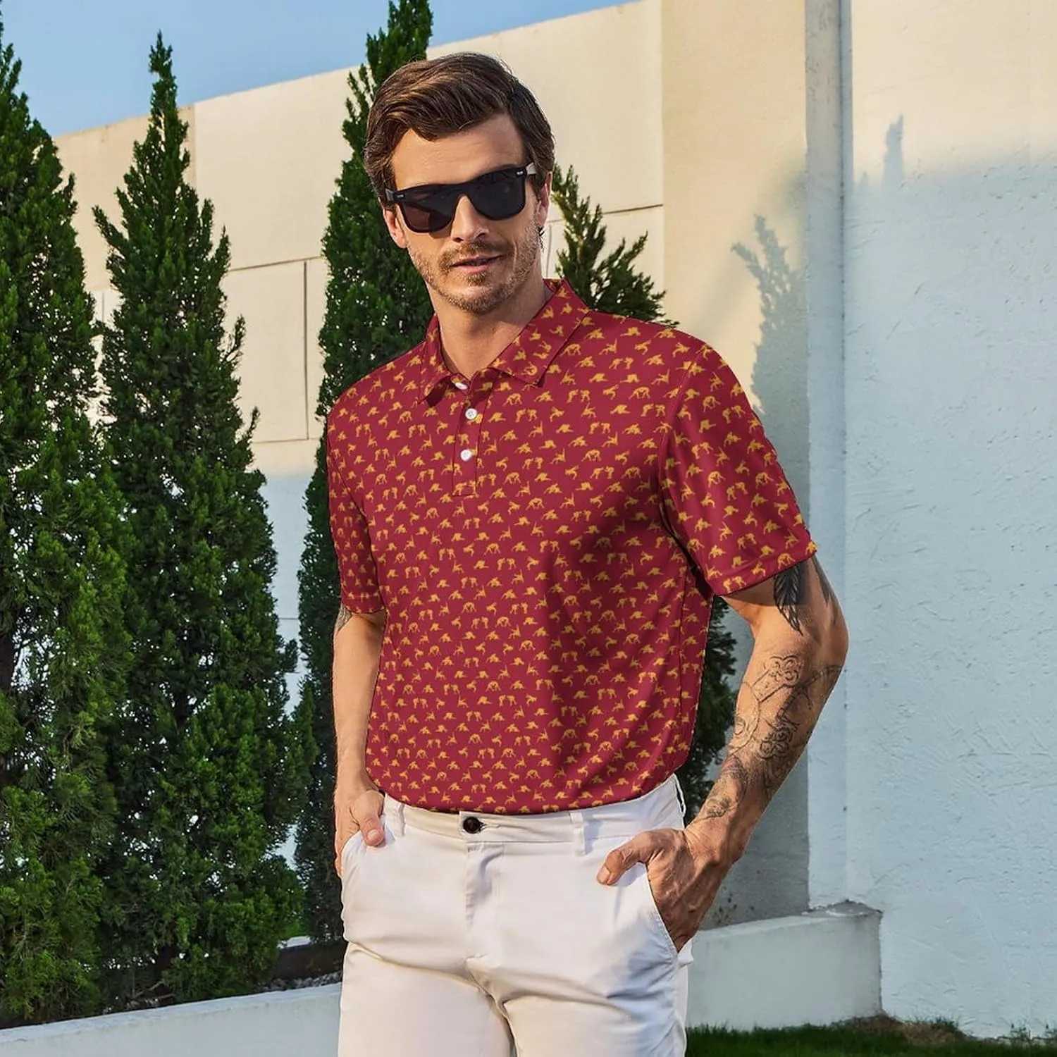 Golf Shirts for Men Funny Golf Polo Shirts Short Sleeve Polo Shirts Moisture Wicking Performance Golf Outfits