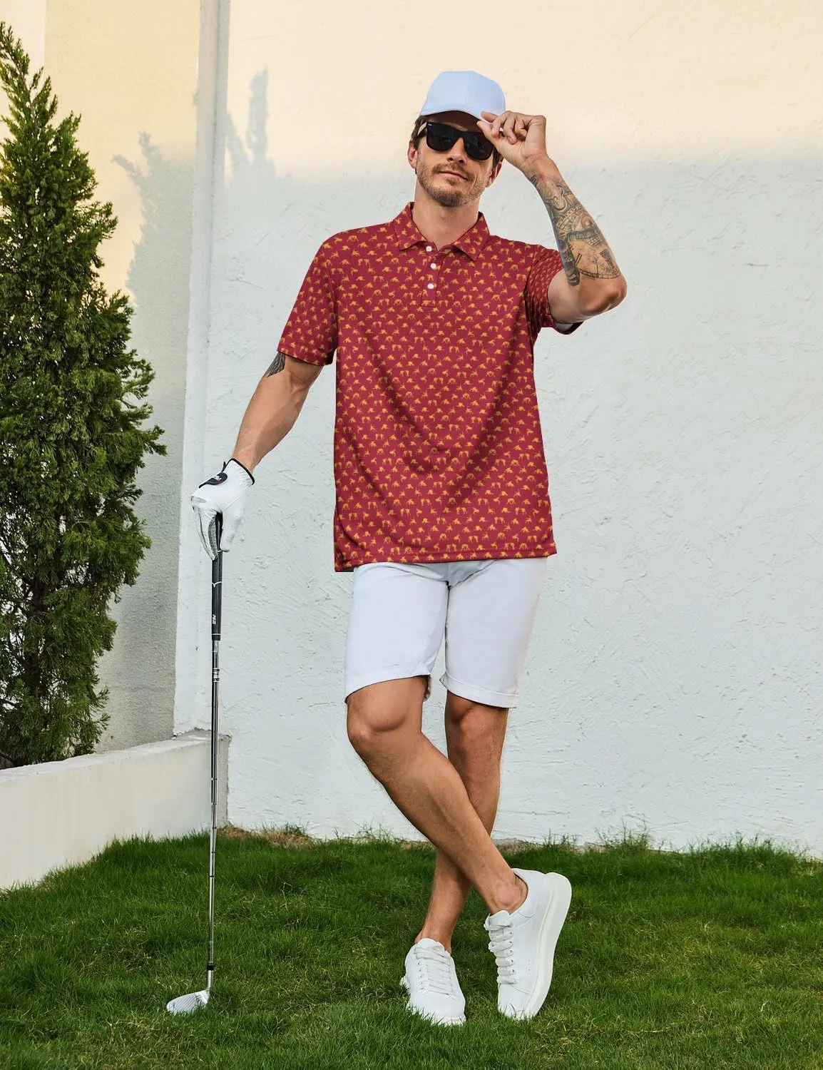Golf Shirts for Men Funny Golf Polo Shirts Short Sleeve Polo Shirts Moisture Wicking Performance Golf Outfits