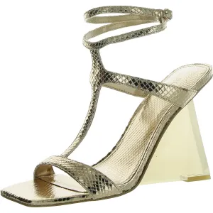 Guess Womens Bacio Faux Leather Snake Print Slingback Sandals