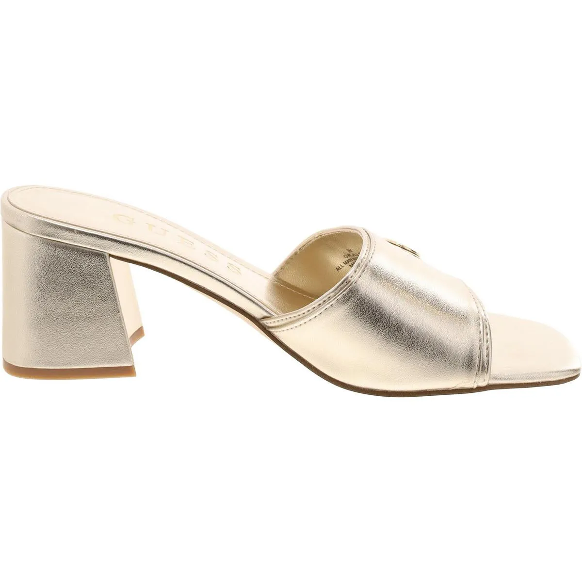 Guess Womens Gallai 2 Block Heel Square Open Toe Slide Sandals