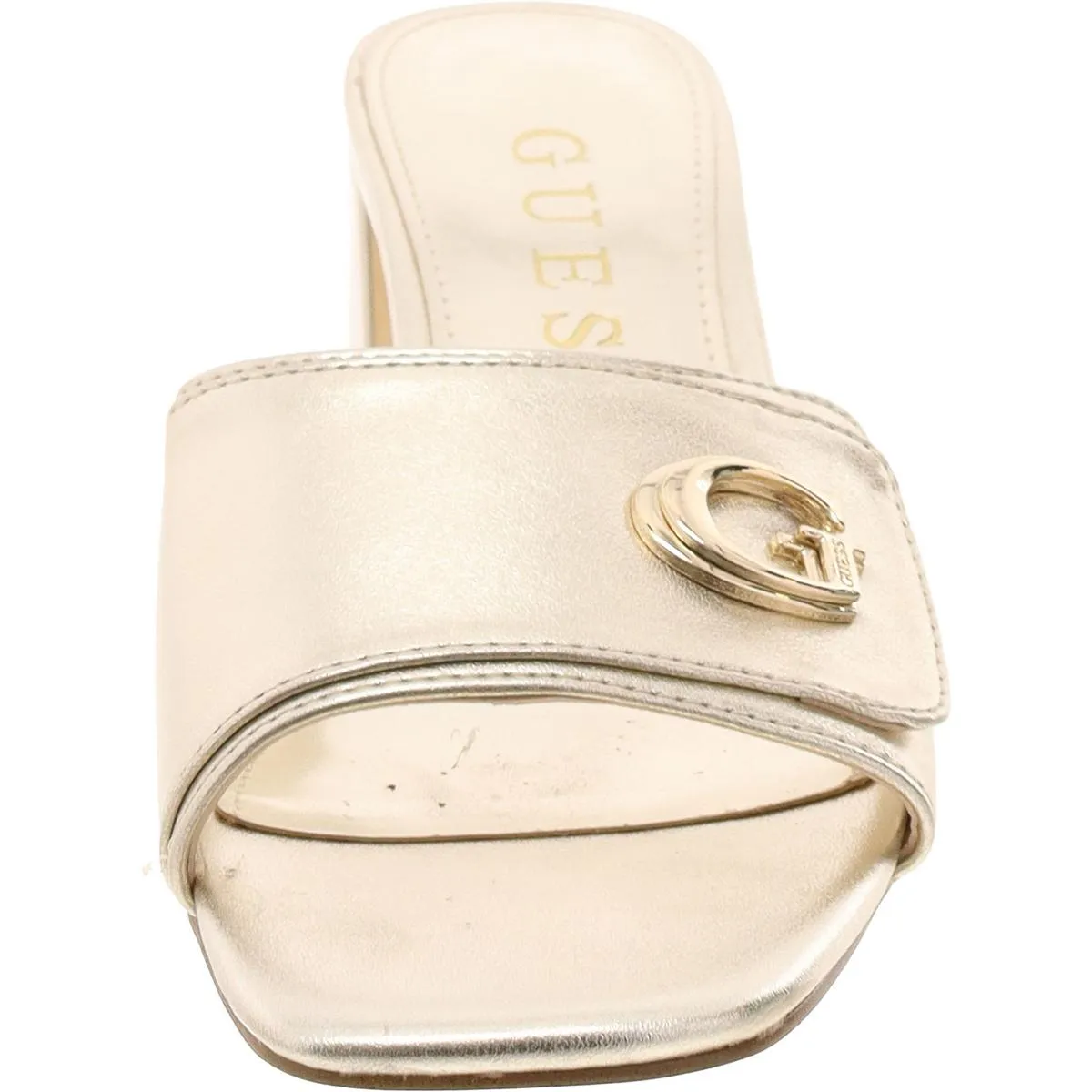 Guess Womens Gallai 2 Block Heel Square Open Toe Slide Sandals