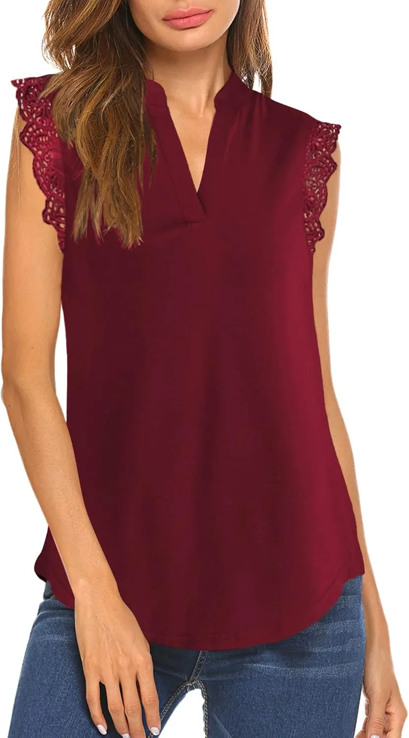 Halife Women's Sleeveless Floral Print V Neck Tunic Tank Tops Blouse Shirts