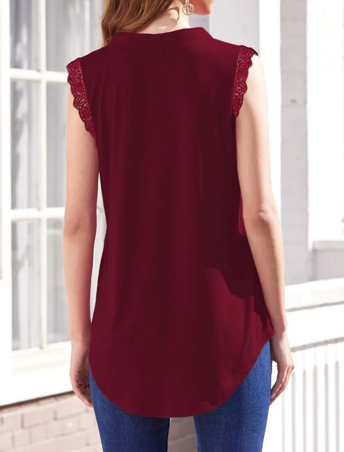 Halife Women's Sleeveless Floral Print V Neck Tunic Tank Tops Blouse Shirts