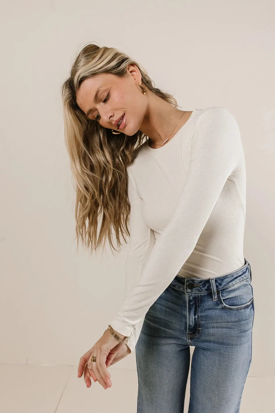 Journee Ribbed Top in Cream - FINAL SALE