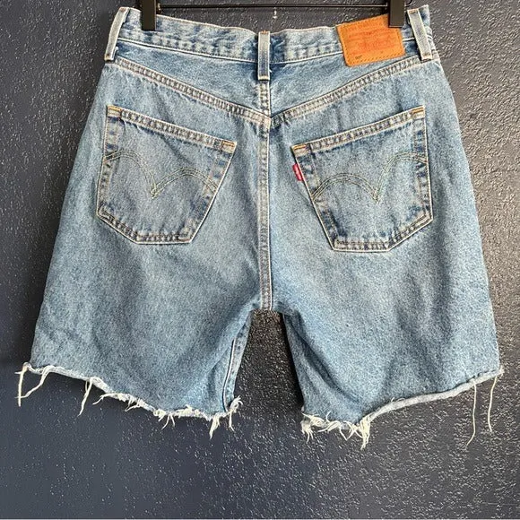 Levi’s 501 Mid Thigh Raw Hem Denim Shorts
