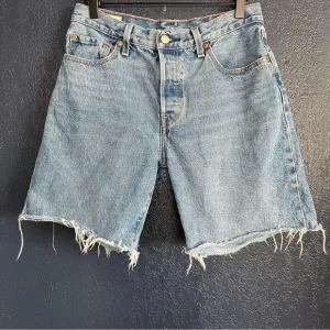 Levi’s 501 Mid Thigh Raw Hem Denim Shorts