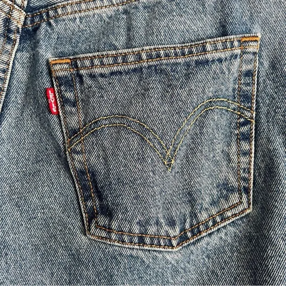 Levi’s 501 Mid Thigh Raw Hem Denim Shorts
