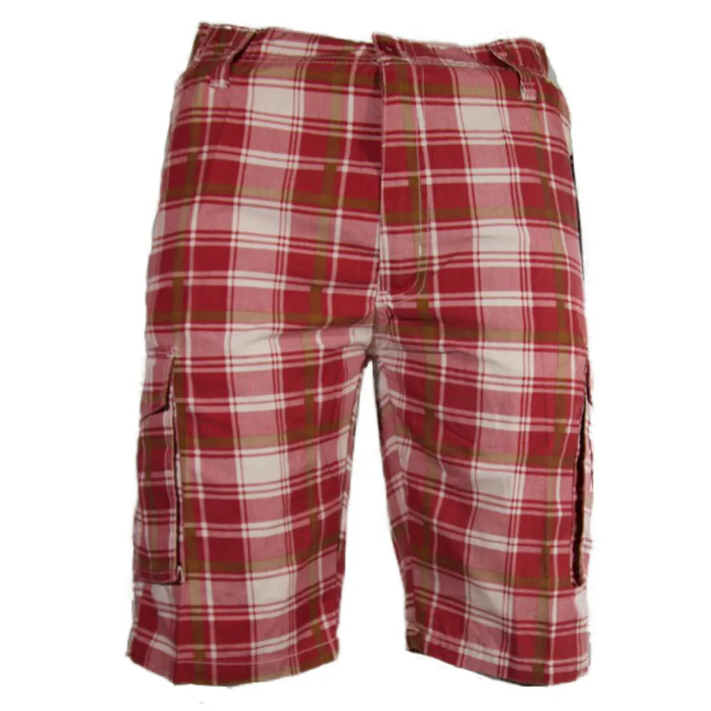 Men's Cargo Shorts Plaid Checkered Lightweight Multi Pocket Casual Button Shorts