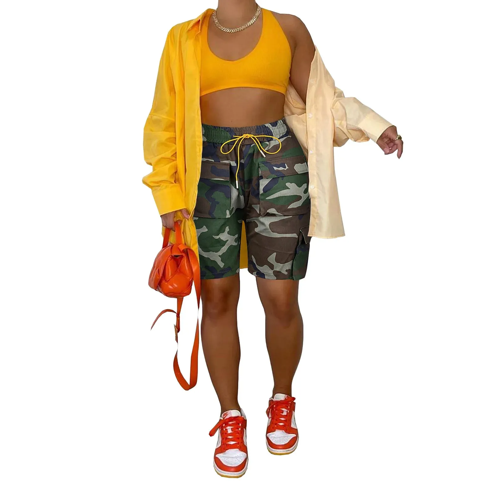 New Camo Denim Multi-Pocket - Mid-Length Cargo Shorts