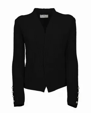 NEW FALL 24 - Women's Cashmere Fisherman's Rib Blazer Black