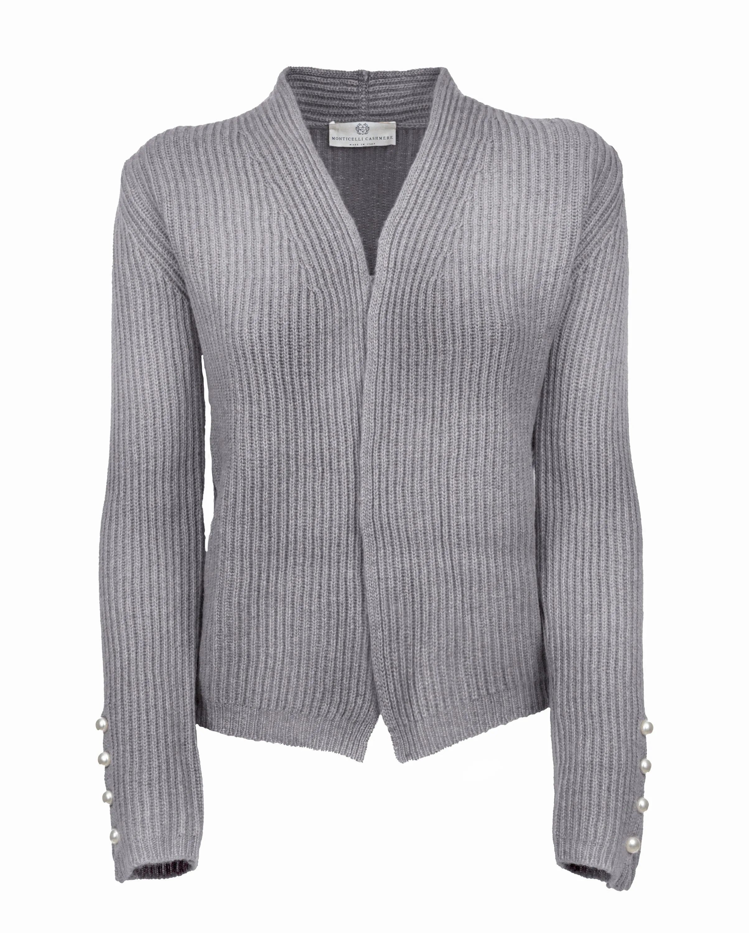 NEW FALL 24 - Women's Cashmere Fisherman's Rib Blazer Melange Grey