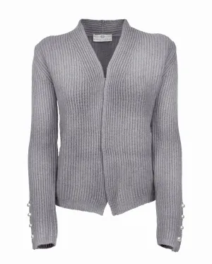 NEW FALL 24 - Women's Cashmere Fisherman's Rib Blazer Melange Grey