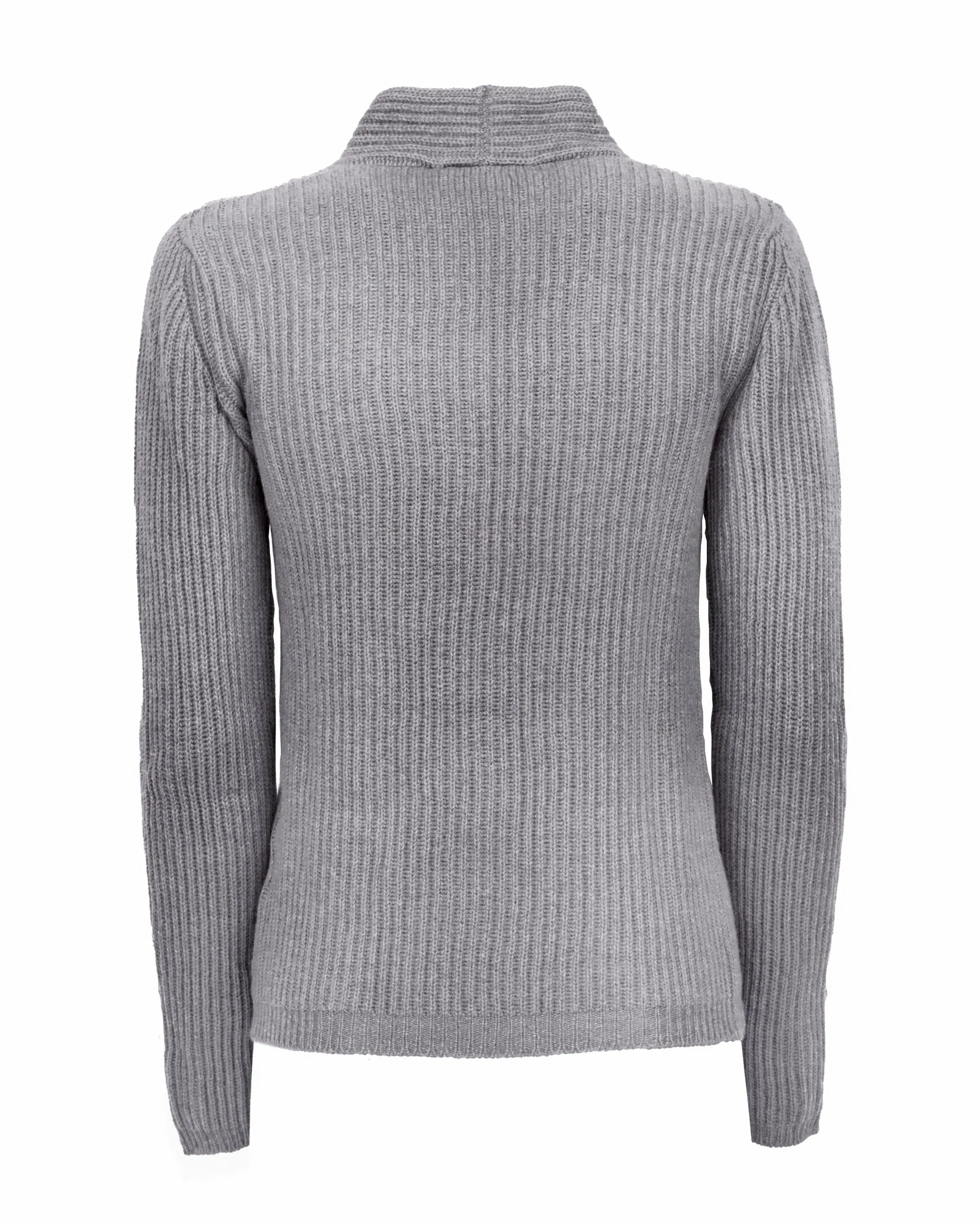 NEW FALL 24 - Women's Cashmere Fisherman's Rib Blazer Melange Grey