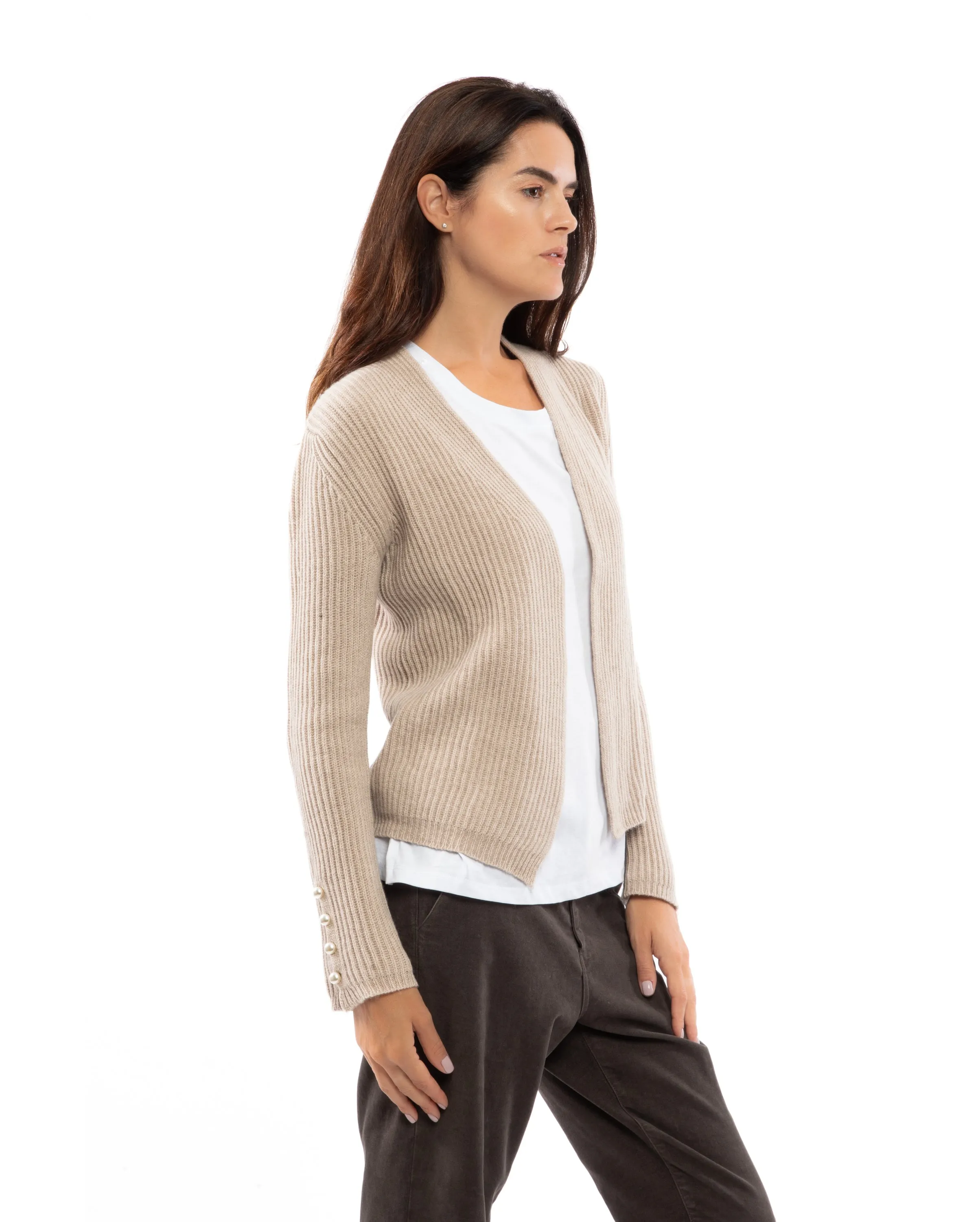 NEW FALL 24 - Women's Cashmere Fisherman's Rib Blazer Melange Grey