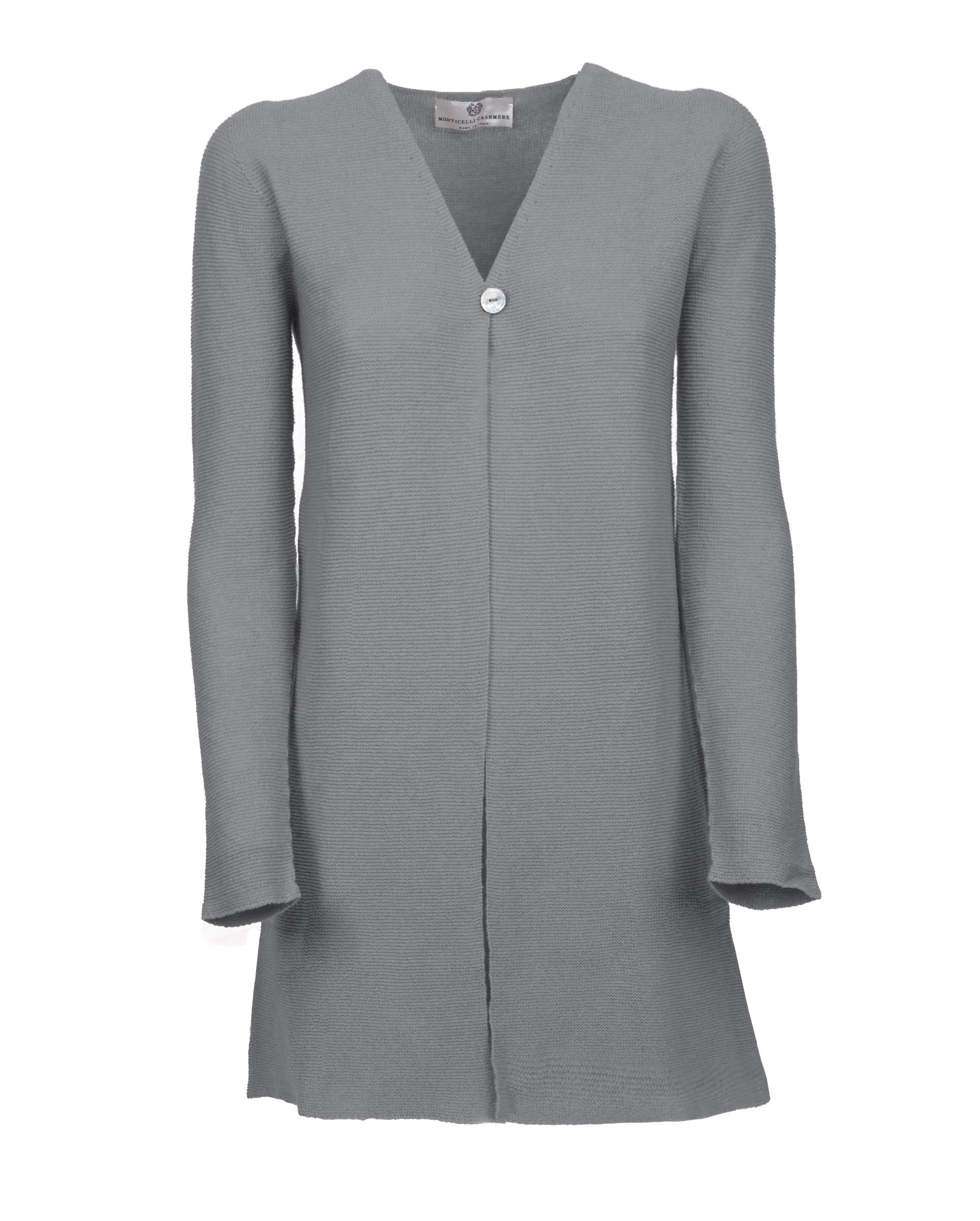 NEW FALL 24 - Women's Cashmere Links Stitch Duster Cardigan Melange Gray