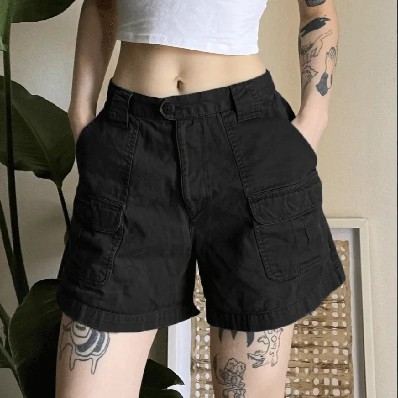 Solid Multi-Pocket Cargo Shorts