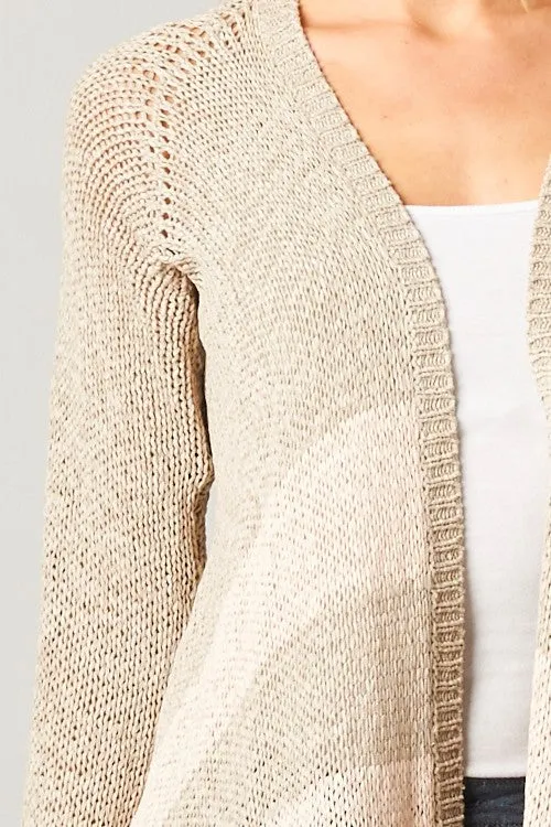 Striped Long Sleeve Open Front Knit Cardigan