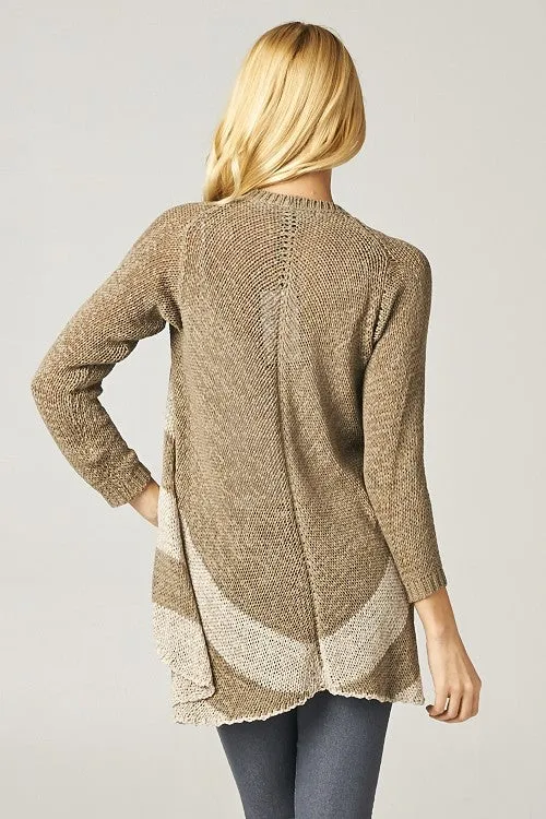 Striped Long Sleeve Open Front Knit Cardigan