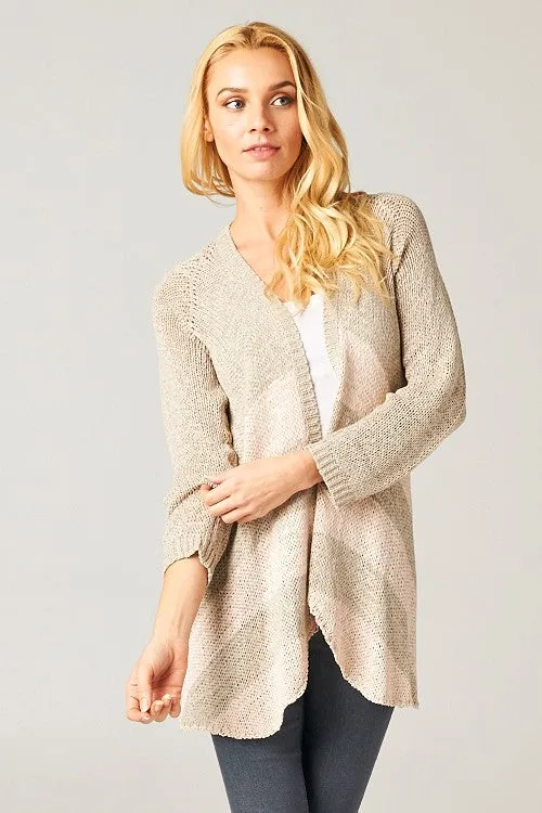 Striped Long Sleeve Open Front Knit Cardigan