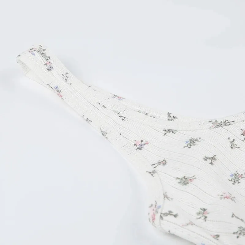 Sweet Floral Printed Lace Spliced Top