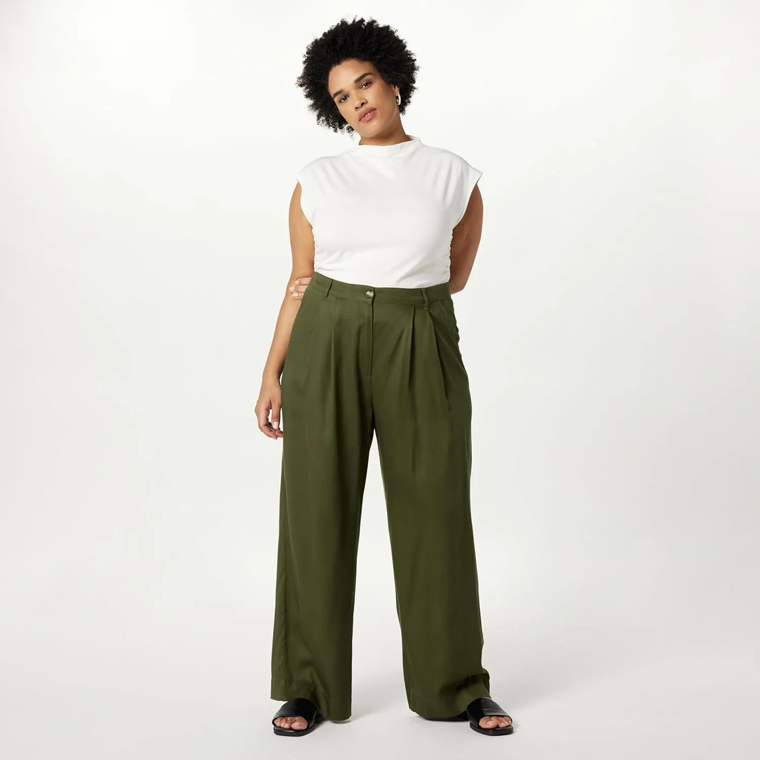 The Drop Women's Amalia Relaxed Pleated Trousers