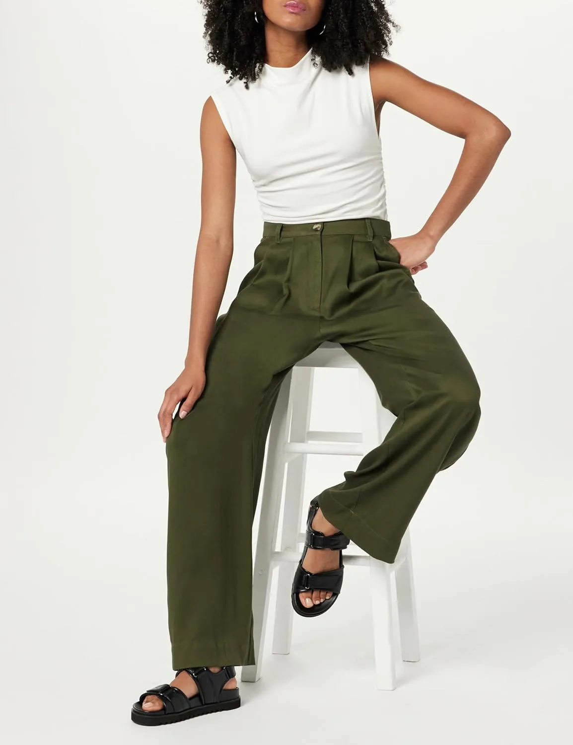The Drop Women's Amalia Relaxed Pleated Trousers