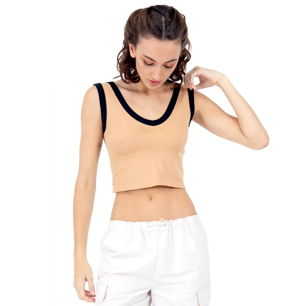 TOP LISO LIGERO CON CONTRASTE PARA MUJER FOREVER 21