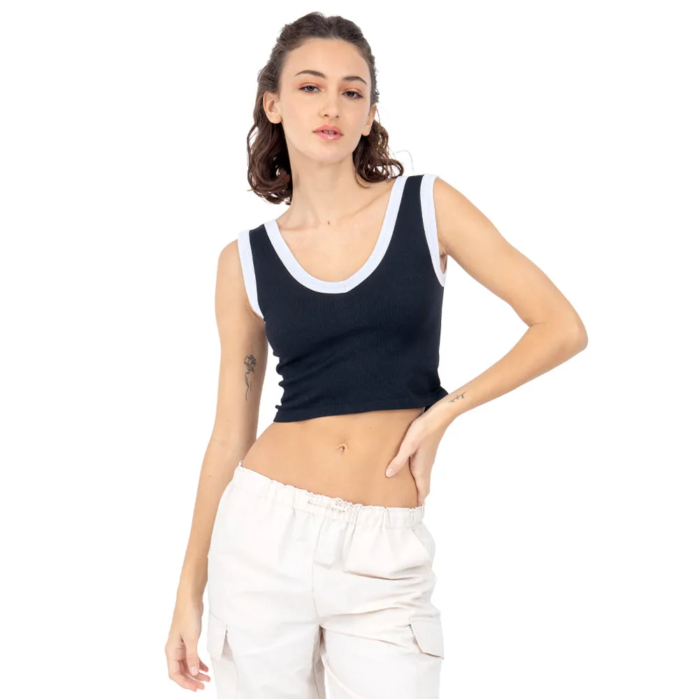 TOP LISO LIGERO CON CONTRASTE PARA MUJER FOREVER 21